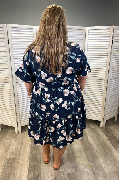 Floral Nursing Dress With Pockets Bell Sleeve