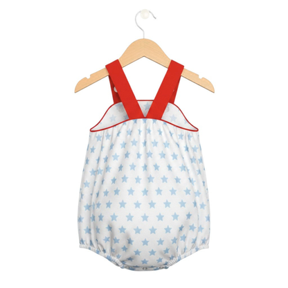 The Little Lemons Company Red, White, and Stars Bubble Romper