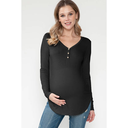 Maternity V-Neck See-Through Back Lace Top