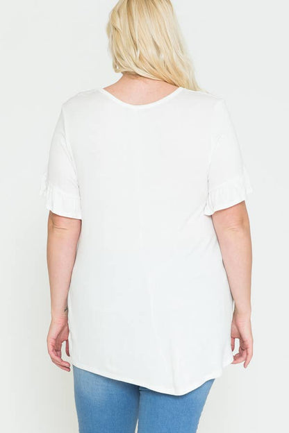 Plus Size Blessed Mama Ruffled Short Sleeve Top