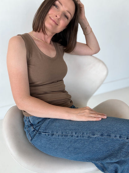 MLM Brand Everywhere Breastfeeding Tank Top - Americano Brown