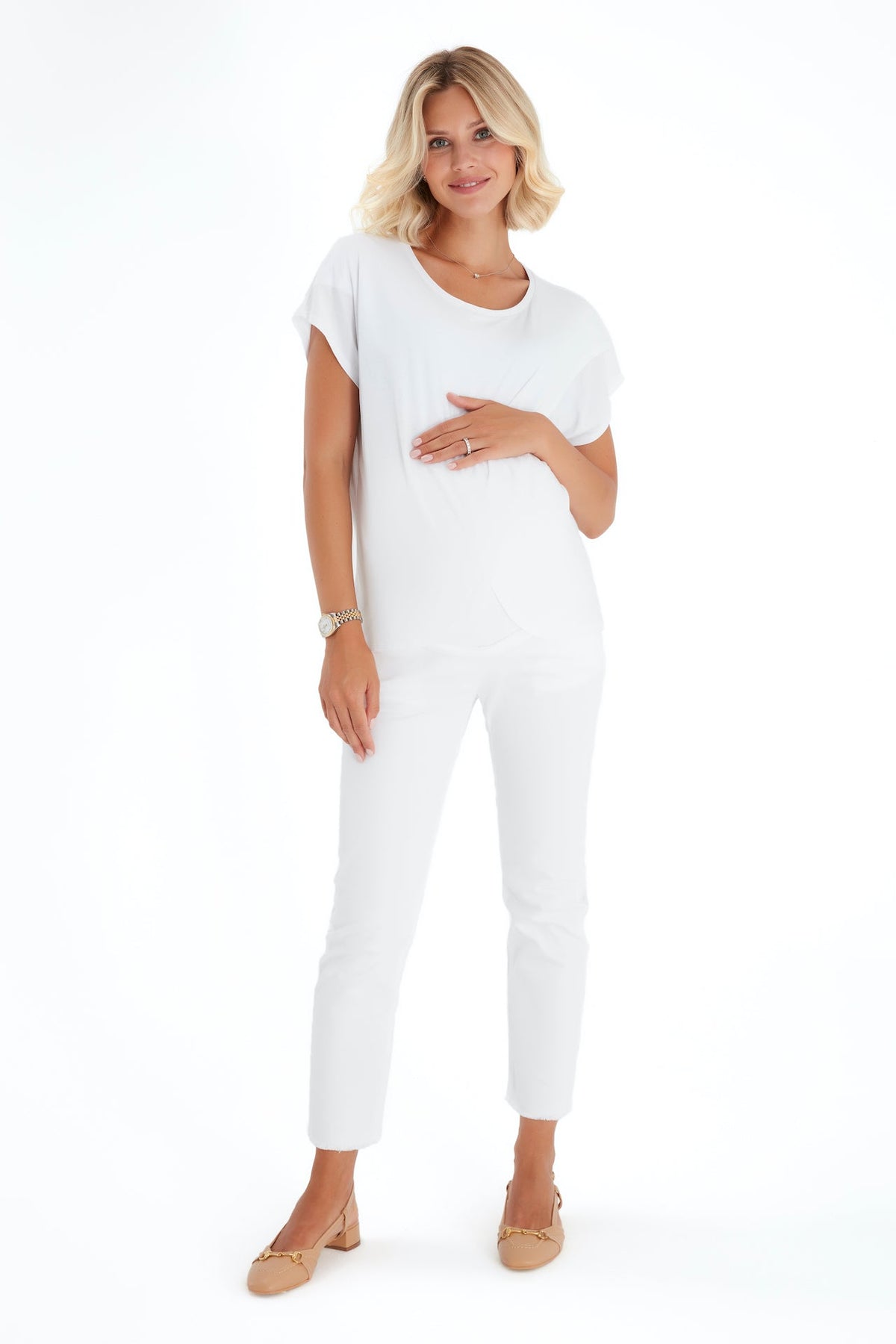 Accouchée Graceful Non-Denim Foldover Waistband Maternity Pants