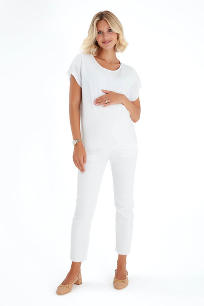 Accouchée Graceful Non-Denim Foldover Waistband Maternity Pants