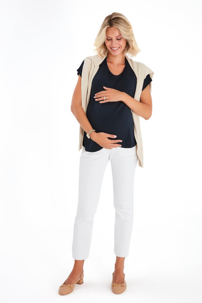 Accouchée Handy Crossover Short Sleeve Cotton Maternity/Nursing Top