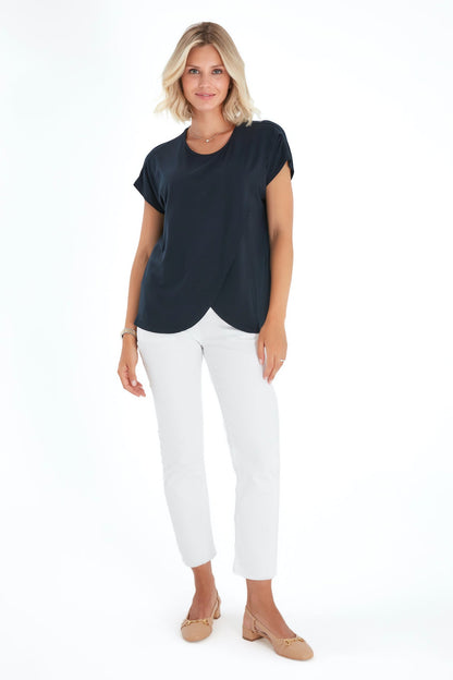 Accouchée Handy Crossover Short Sleeve Cotton Maternity/Nursing Top