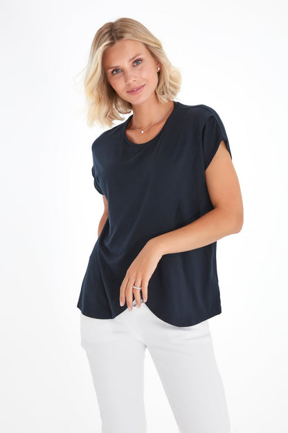 Accouchée Handy Crossover Short Sleeve Cotton Maternity/Nursing Top