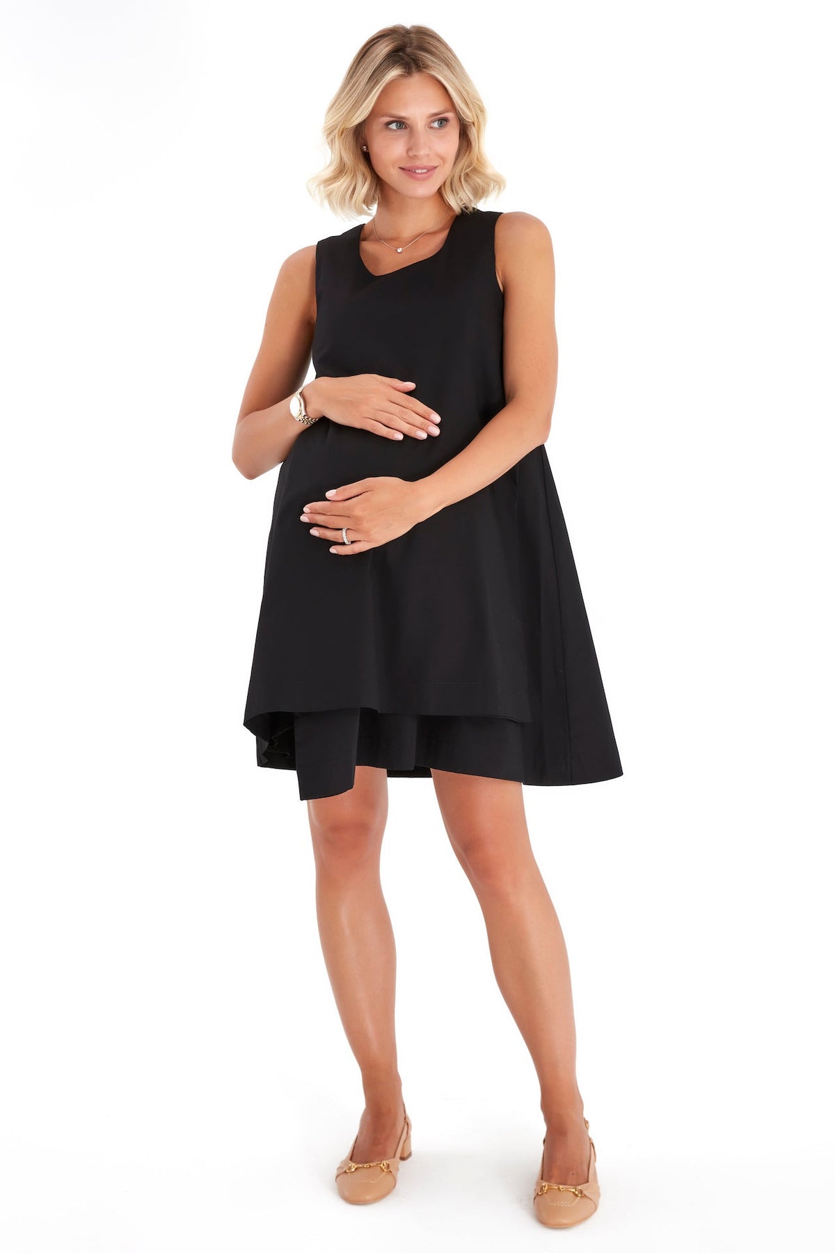 Accouchée Amaze Sleeveless Cotton Maternity/Nursing Swing Dress