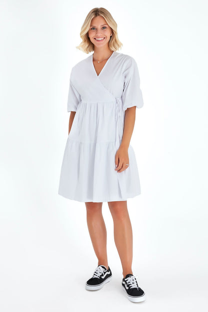 Accouchée Waterfall Tie Waist A-Line Maternity/Nursing Wrap Dress