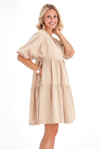 Accouchée Waterfall Tie Waist A-Line Maternity/Nursing Wrap Dress