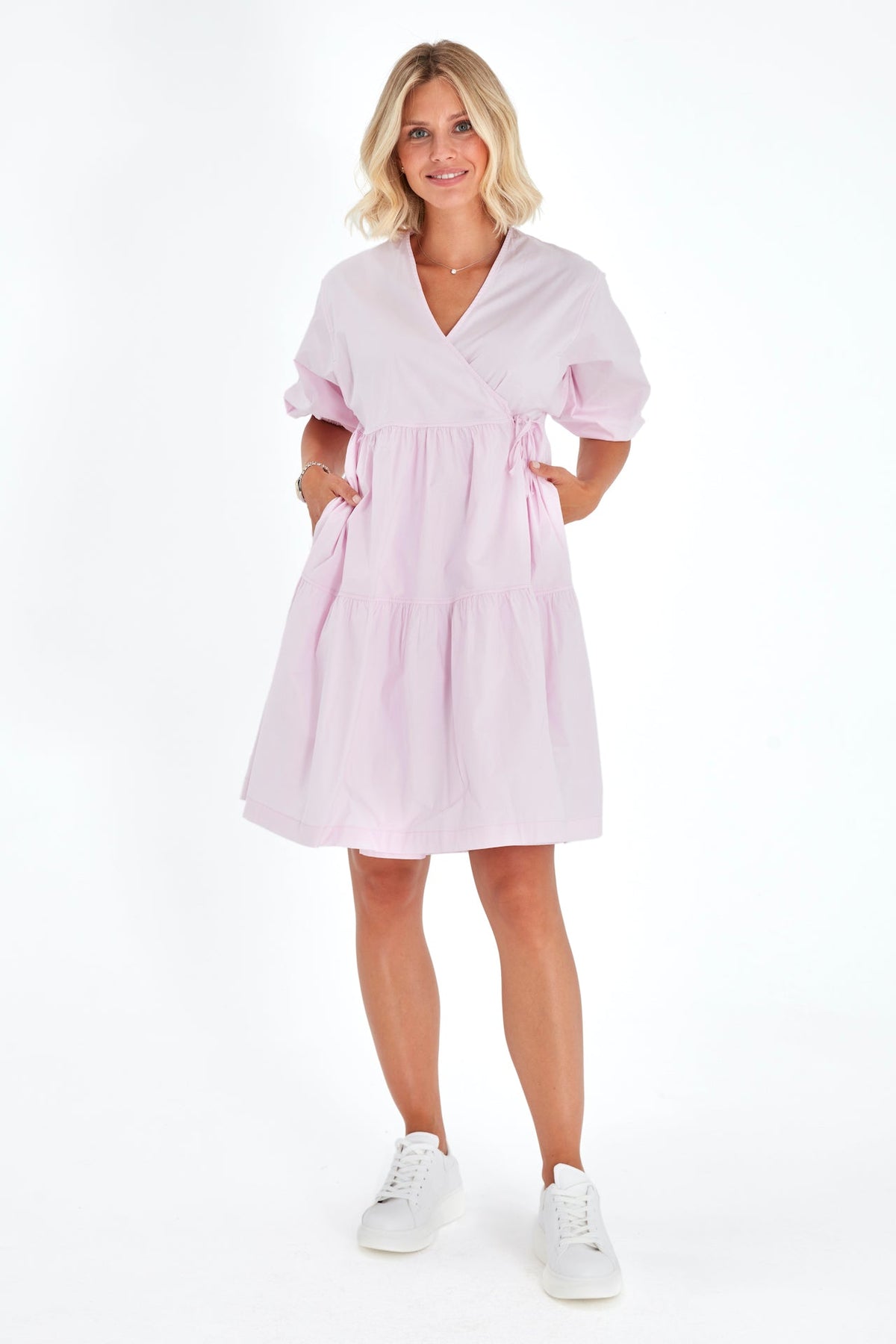 Accouchée Waterfall Tie Waist A-Line Maternity/Nursing Wrap Dress