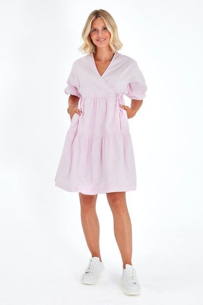 Accouchée Waterfall Tie Waist A-Line Maternity/Nursing Wrap Dress