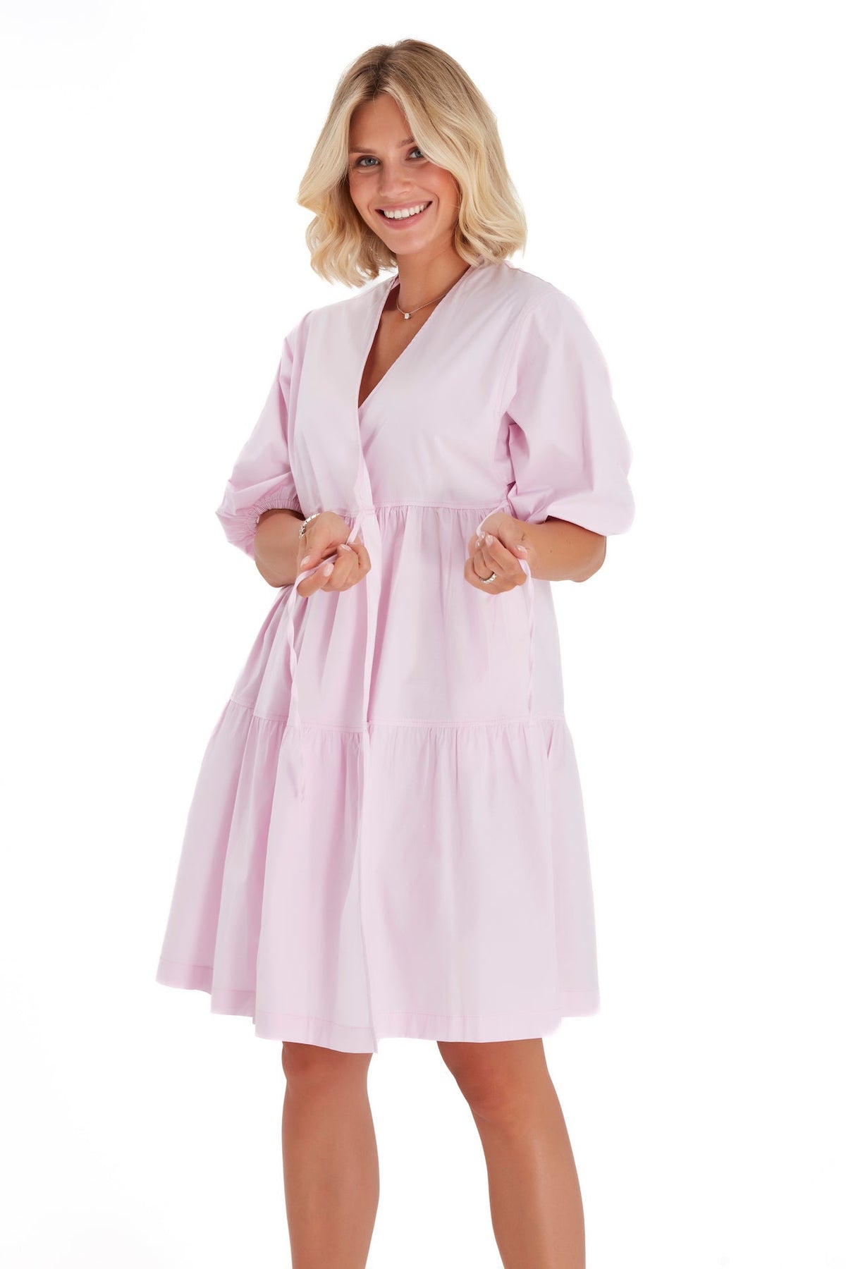 Accouchée Waterfall Tie Waist A-Line Maternity/Nursing Wrap Dress