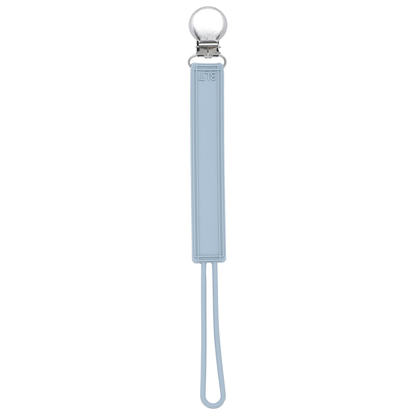 Three Little Tots Classic Glacier Blue Gray All Silicone One Piece Pacifier Clip