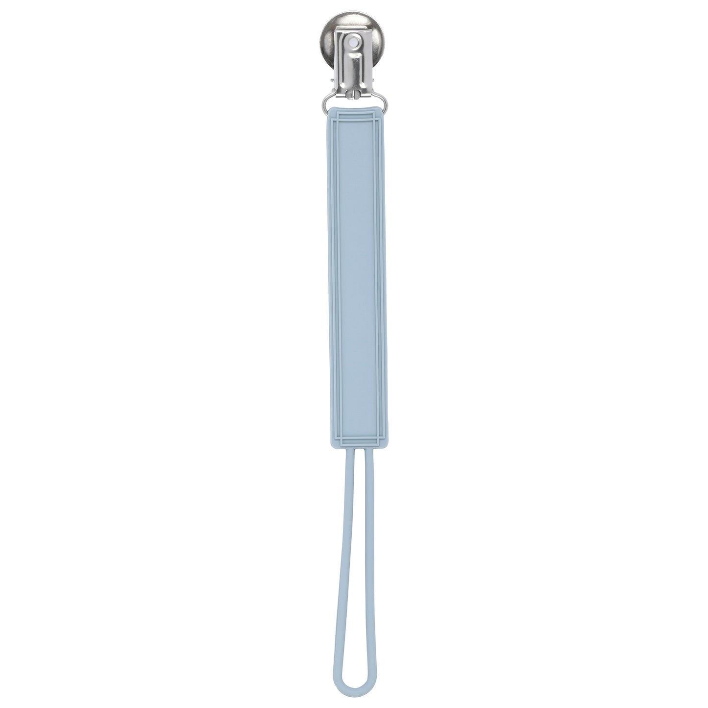 Three Little Tots Classic Glacier Blue Gray All Silicone One Piece Pacifier Clip