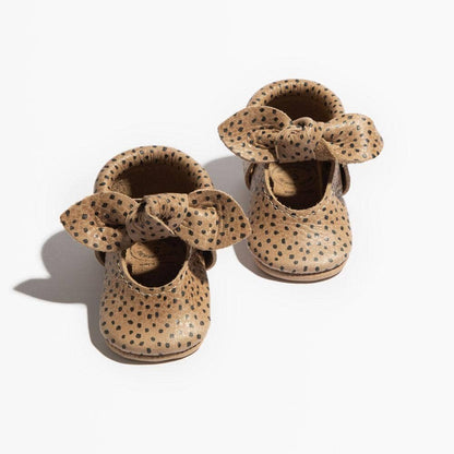 Freshly Picked Almond Speckles Knotted Bow Baby Shoe