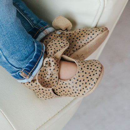 Freshly Picked Almond Speckles Knotted Bow Baby Shoe