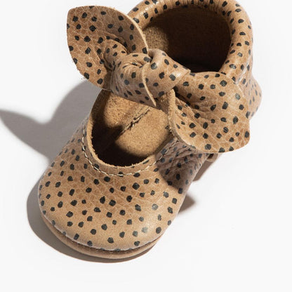 Freshly Picked Newborn Almond Speckles Knotted Bow Baby Shoe