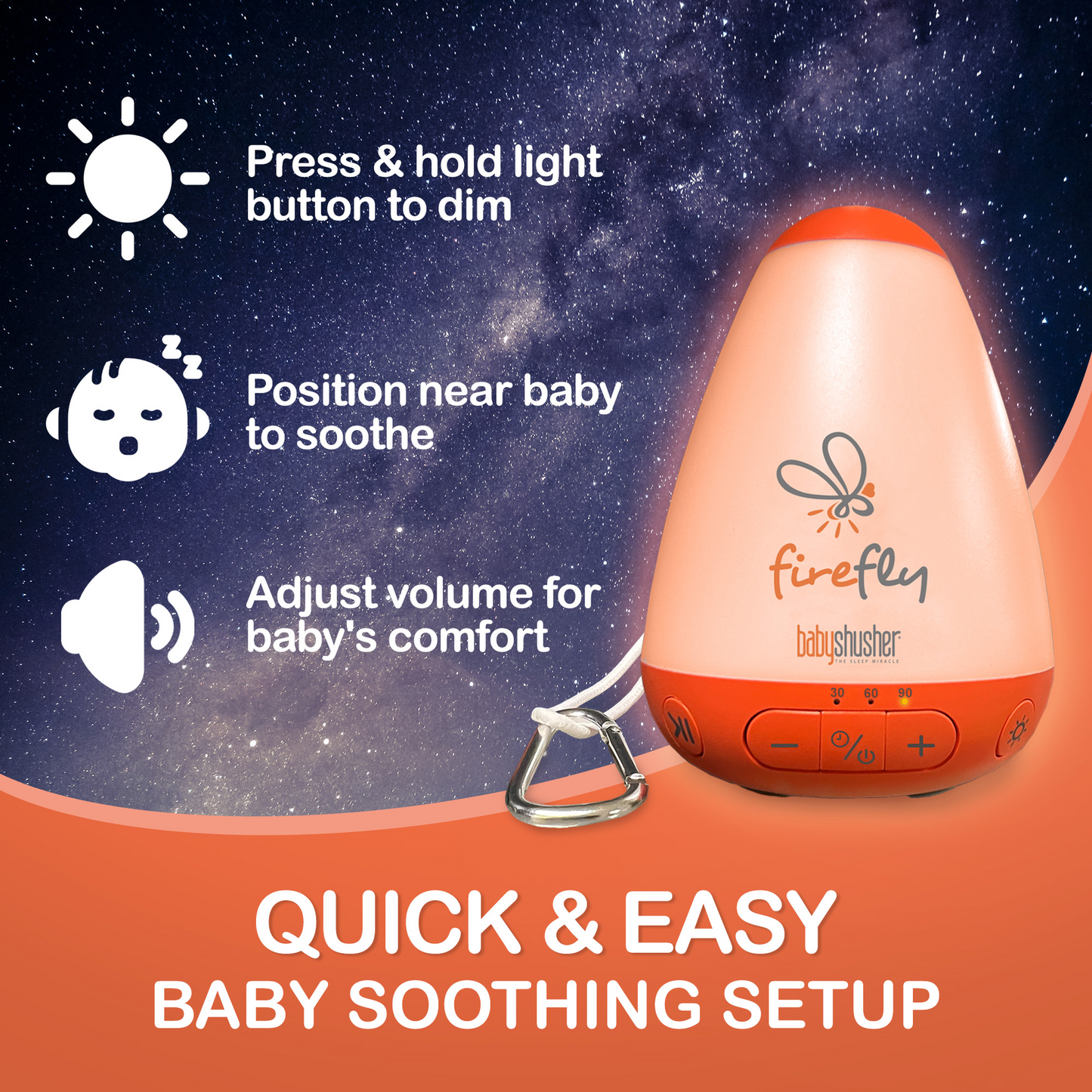 Baby Shusher Firefly – Portable Sound Machine & Night Light