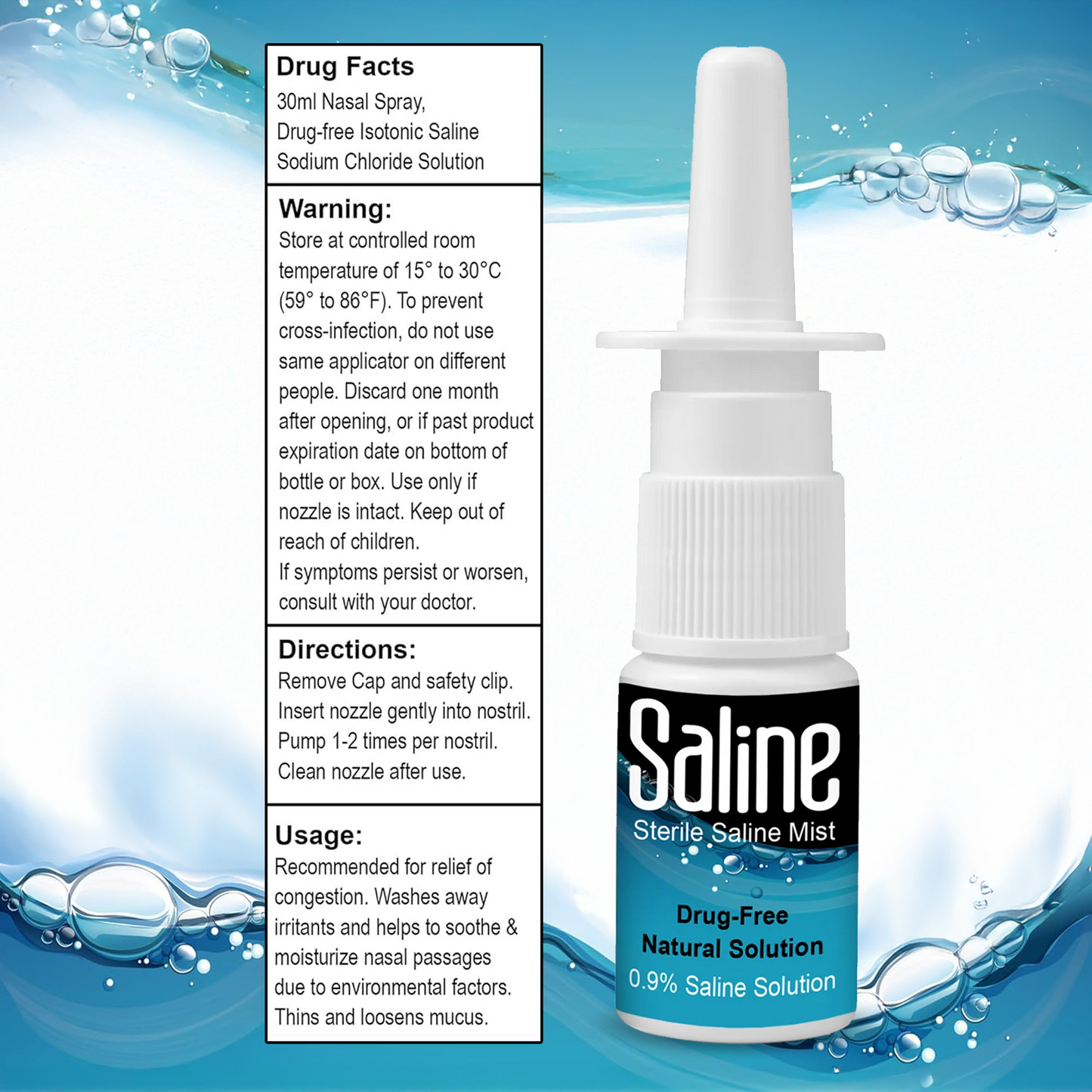 Shusher Care Saline Nasal Spray – Drug-Free Congestion Relief