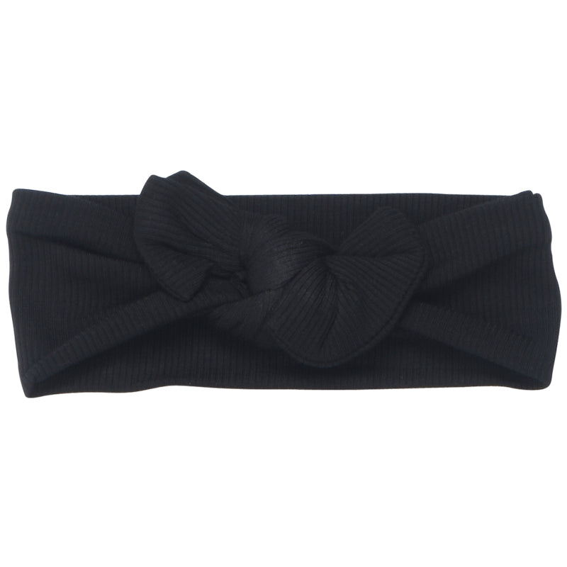 Three Little Tots Ribbed Black Knotted Headband