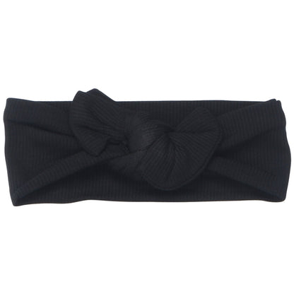 Three Little Tots Ribbed Black Knotted Headband