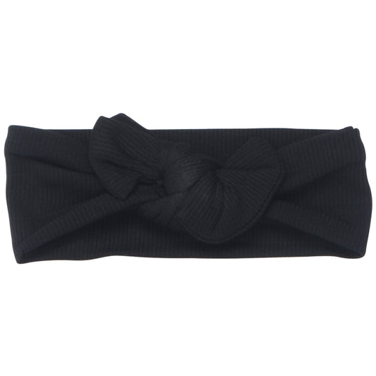 Three Little Tots Ribbed Black Knotted Headband