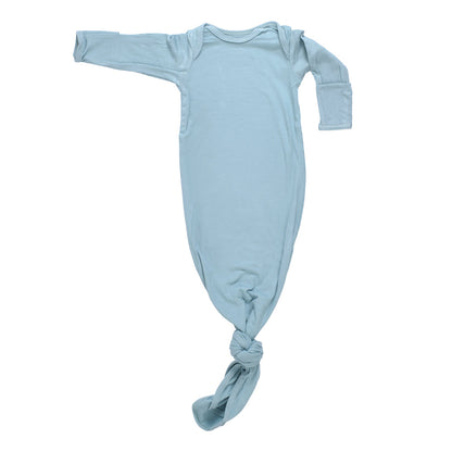 Three Little Tots Blue Bird Ribbed Knotted Newborn Baby Gown