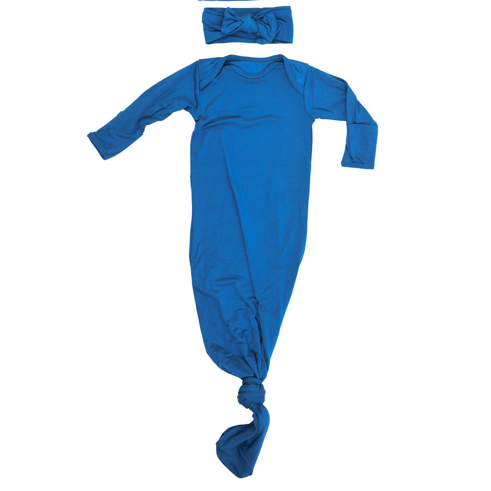 Three Little Tots Blue Knotted Newborn Baby Gown