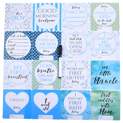 Three Little Tots Boy Preemie NICU Milestone Cards in Plastic