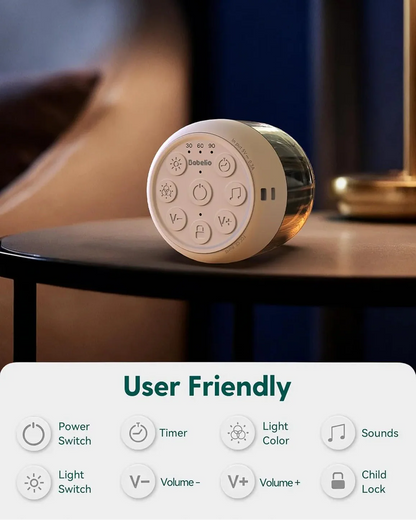 Babelio Pocket Glow White Noise Sound Machine with LED Night Light