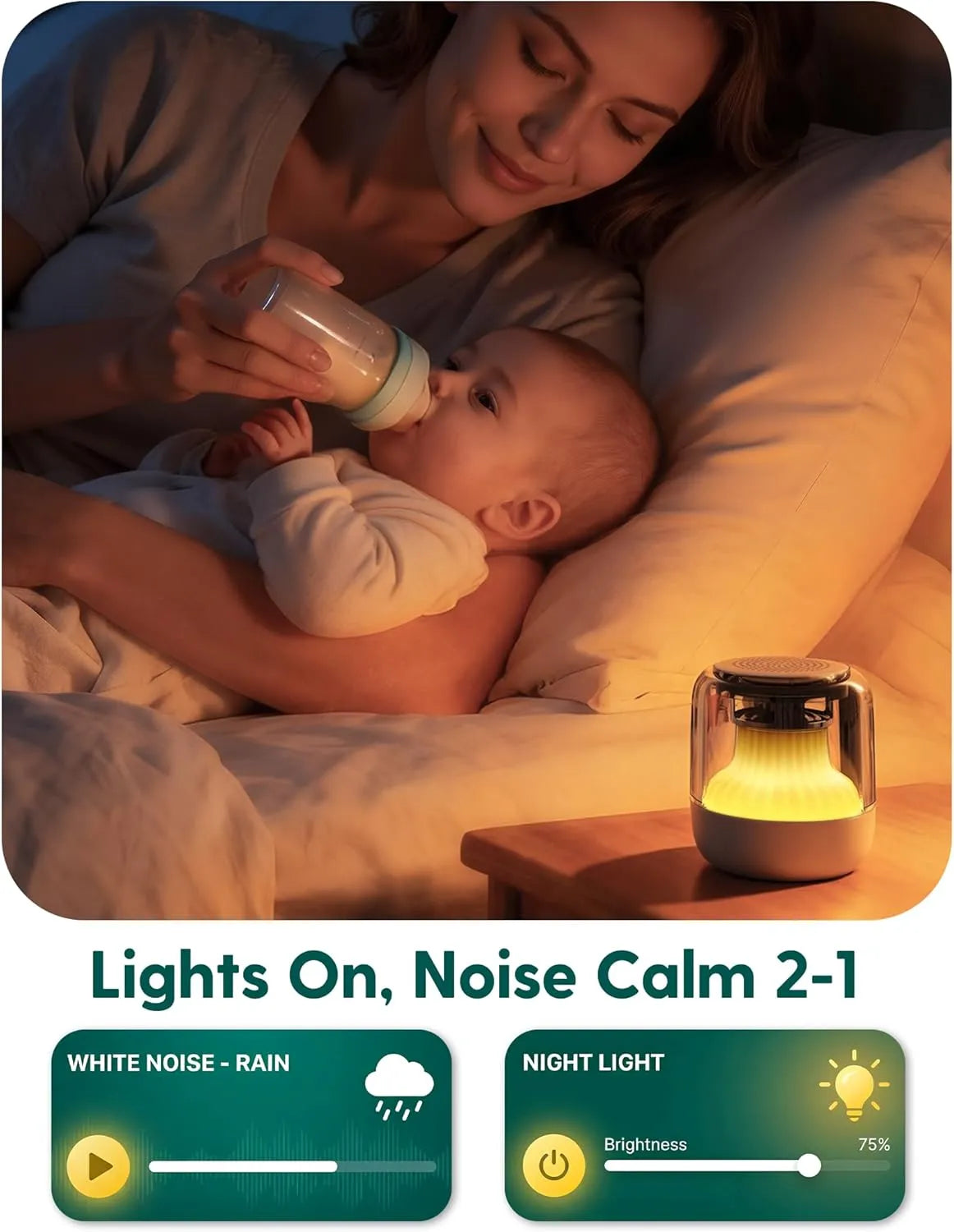 Babelio Pocket Glow White Noise Sound Machine with LED Night Light
