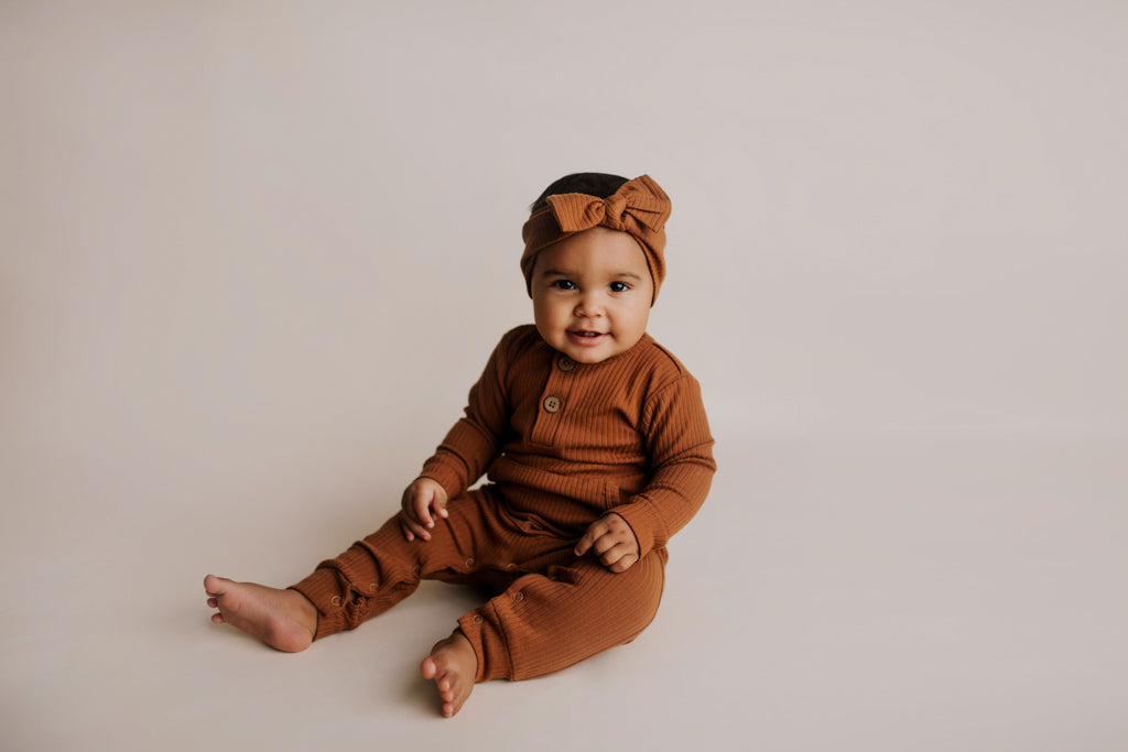 Three Little Tots Clay Baby Ribbed Playsuit with Pockets