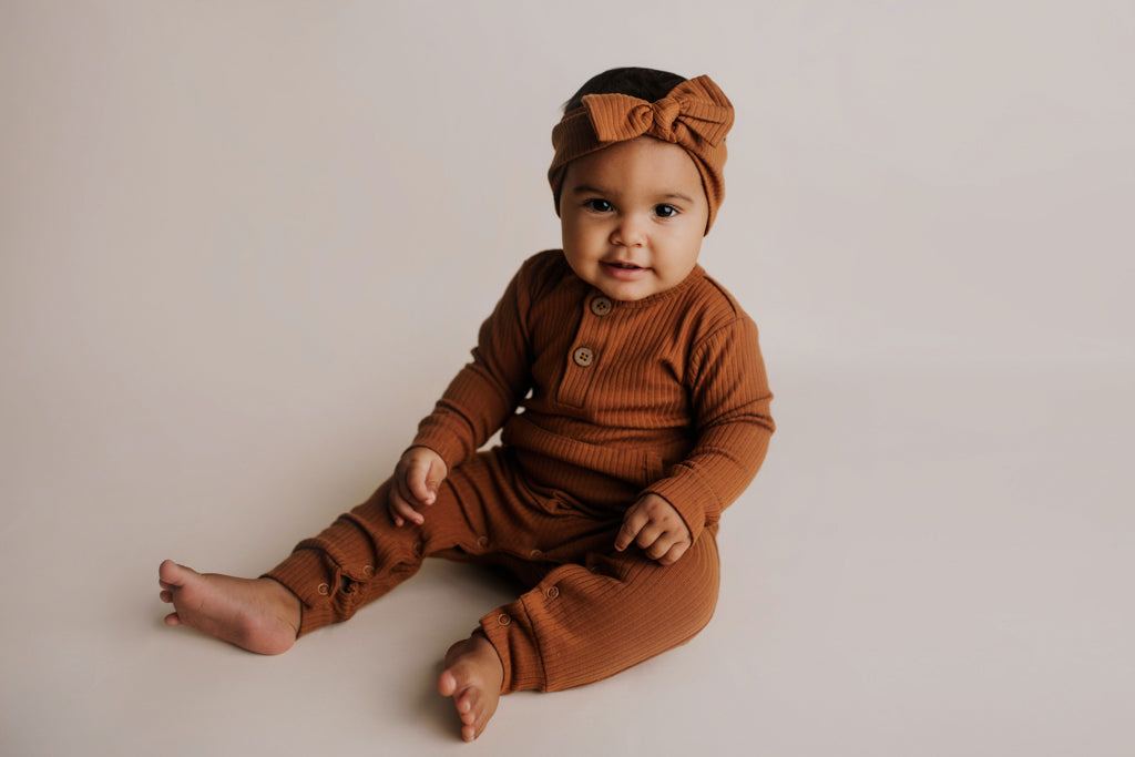 Three Little Tots Clay Baby Ribbed Playsuit with Pockets