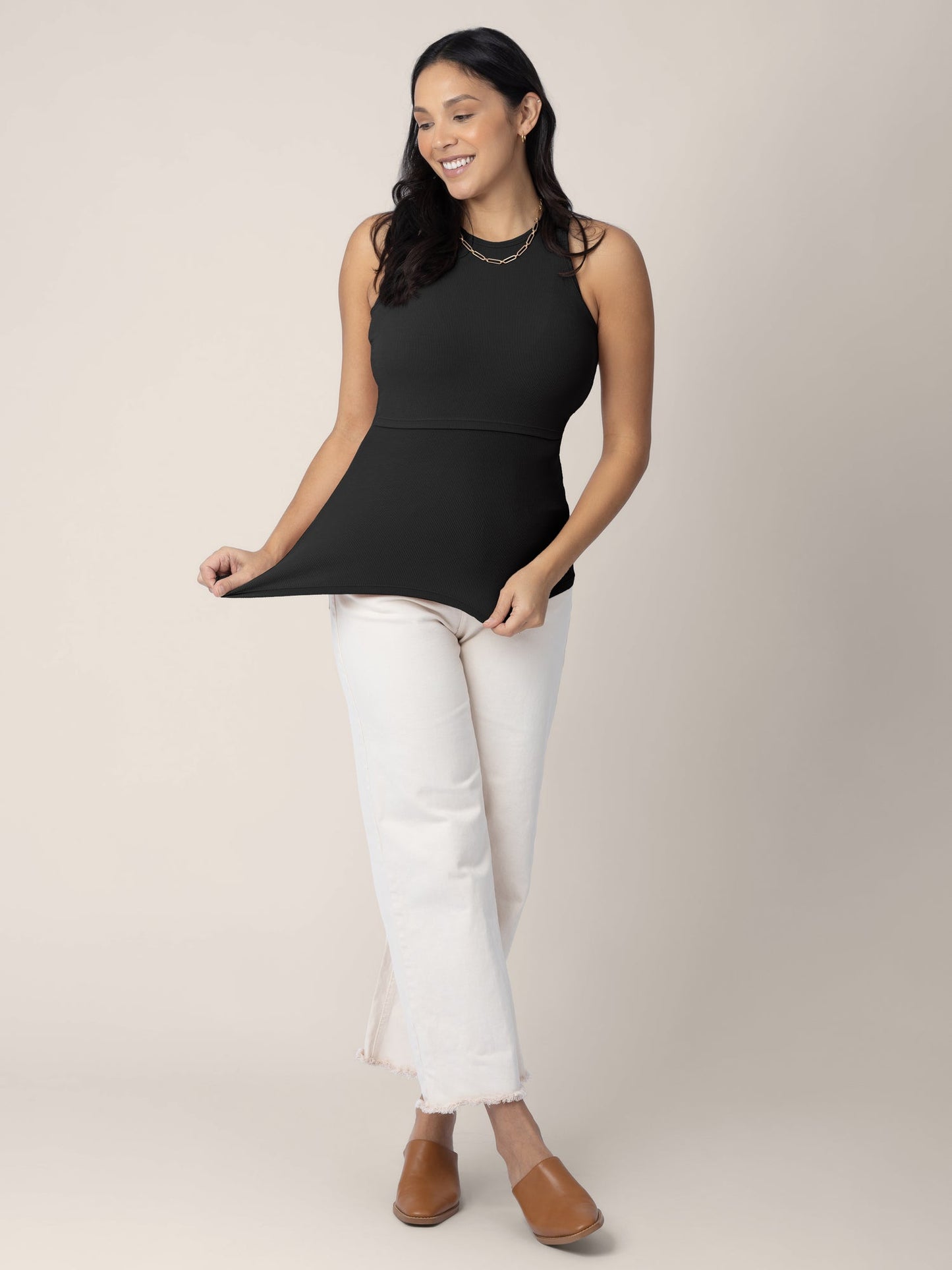 Kindred Bravely Ribbed Bamboo Racerback Nursing Tank Black
