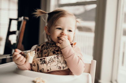 Three Little Tots Floral Silicone Bib with Crumb Catcher