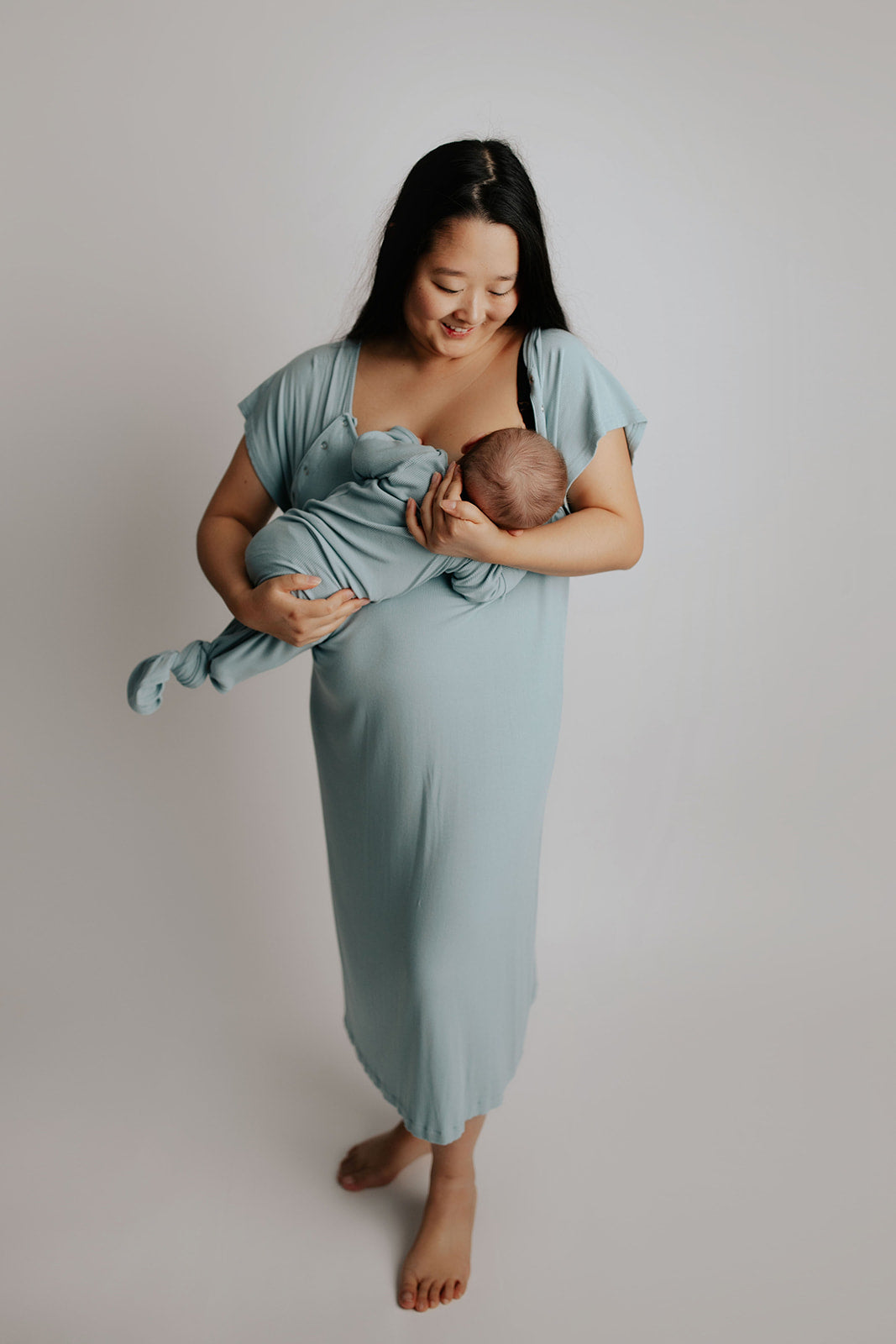 Three Little Tots Ribbed Blue Bird Labor and Delivery Nursing Hospital Gown