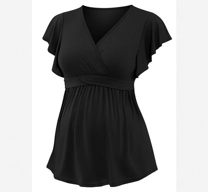 Flowy V-Neck Maternity Nursing Top - Delilah's Maternity
