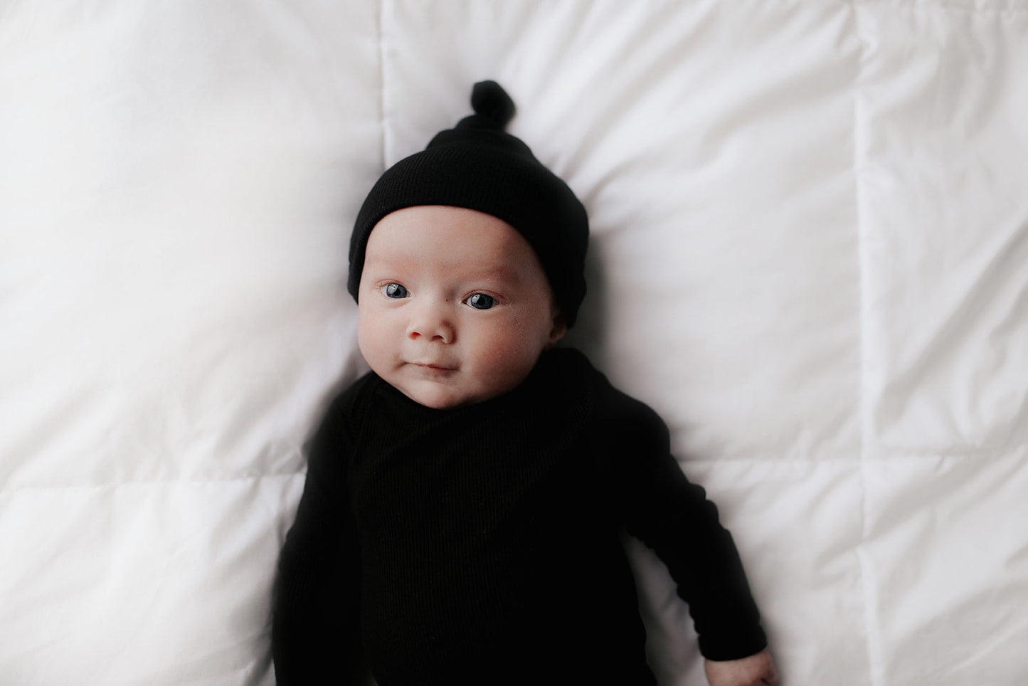 Three Little Tots Black Ribbed Knotted Baby Gown