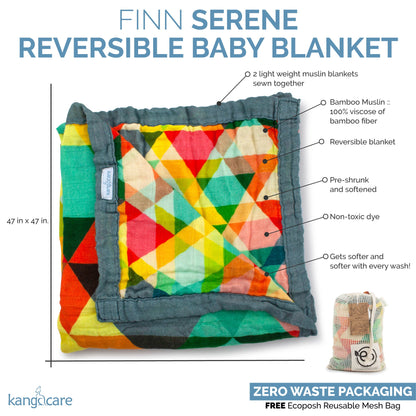 Kanga Care Bamboo Muslin Blanket - Baby: Finn (Reversible)