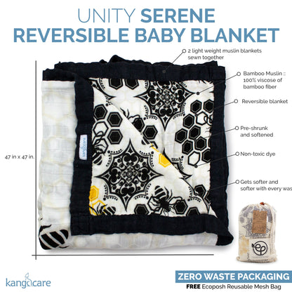 Kanga Care Bamboo Muslin Blanket - Baby: Unity (Reversible)