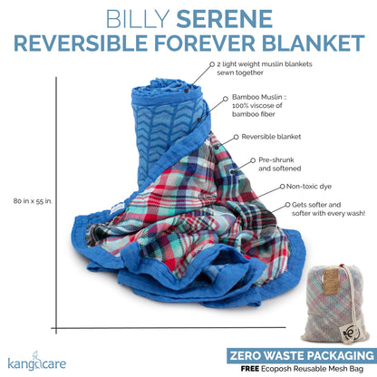 Kanga Care Bamboo Muslin Blanket - Forever: Billy (Reversible)