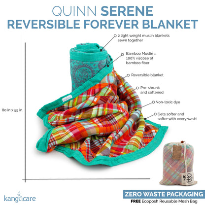 Kanga Care Bamboo Muslin Blanket - Forever: Quinn (Reversible)