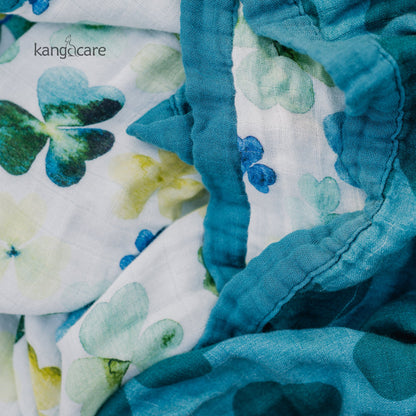 Kanga Care Bamboo Muslin Blanket - Baby: Clover (Reversible)