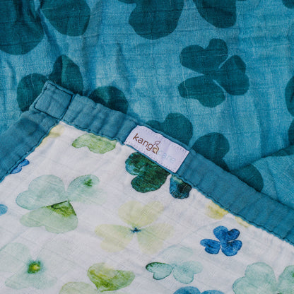 Kanga Care Bamboo Muslin Blanket - Baby: Clover (Reversible)