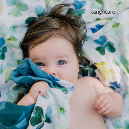 Kanga Care Bamboo Muslin Blanket - Baby: Clover (Reversible)