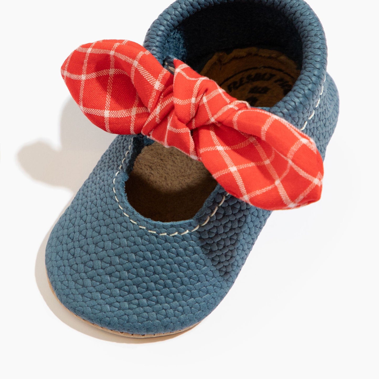 Freshly Picked Blue Jean Knotted Bow Baby Shoe