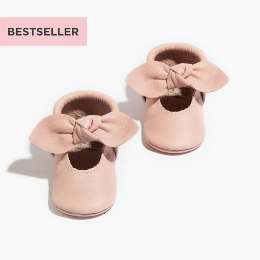 Freshly Picked Blush Knotted Bow Baby Shoe