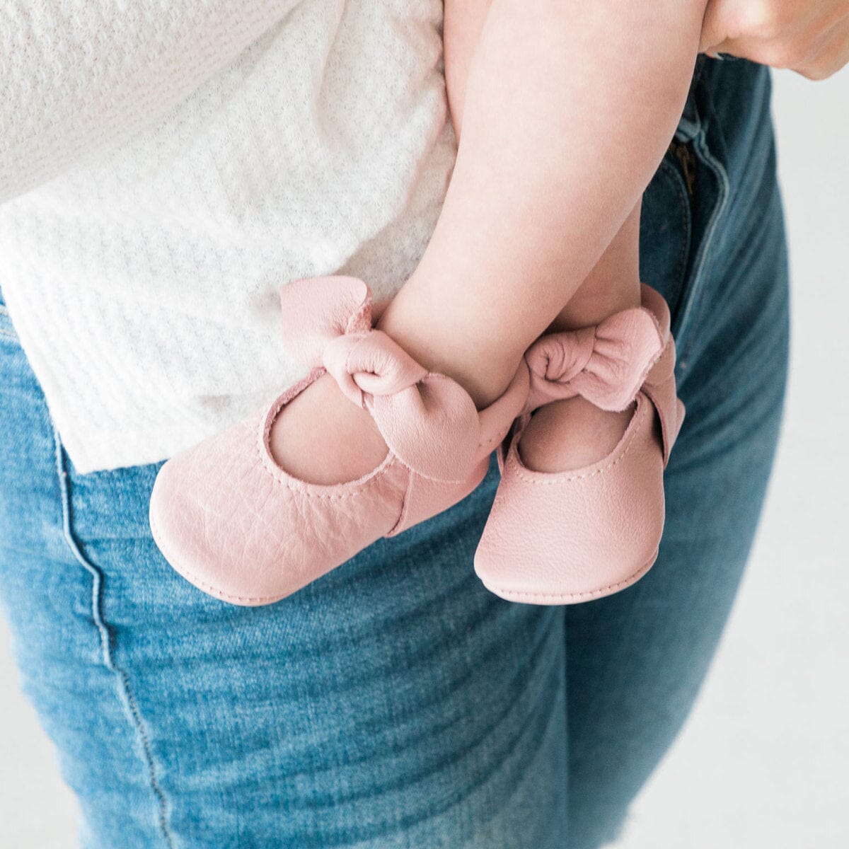 Freshly Picked Blush Knotted Bow Baby Shoe