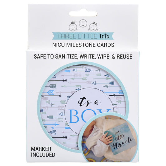Three Little Tots Boy Preemie NICU Milestone Cards in Plastic