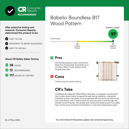 Babelio Boundless B17 Wood Pattern | Safety Baby Gate for Stairs
